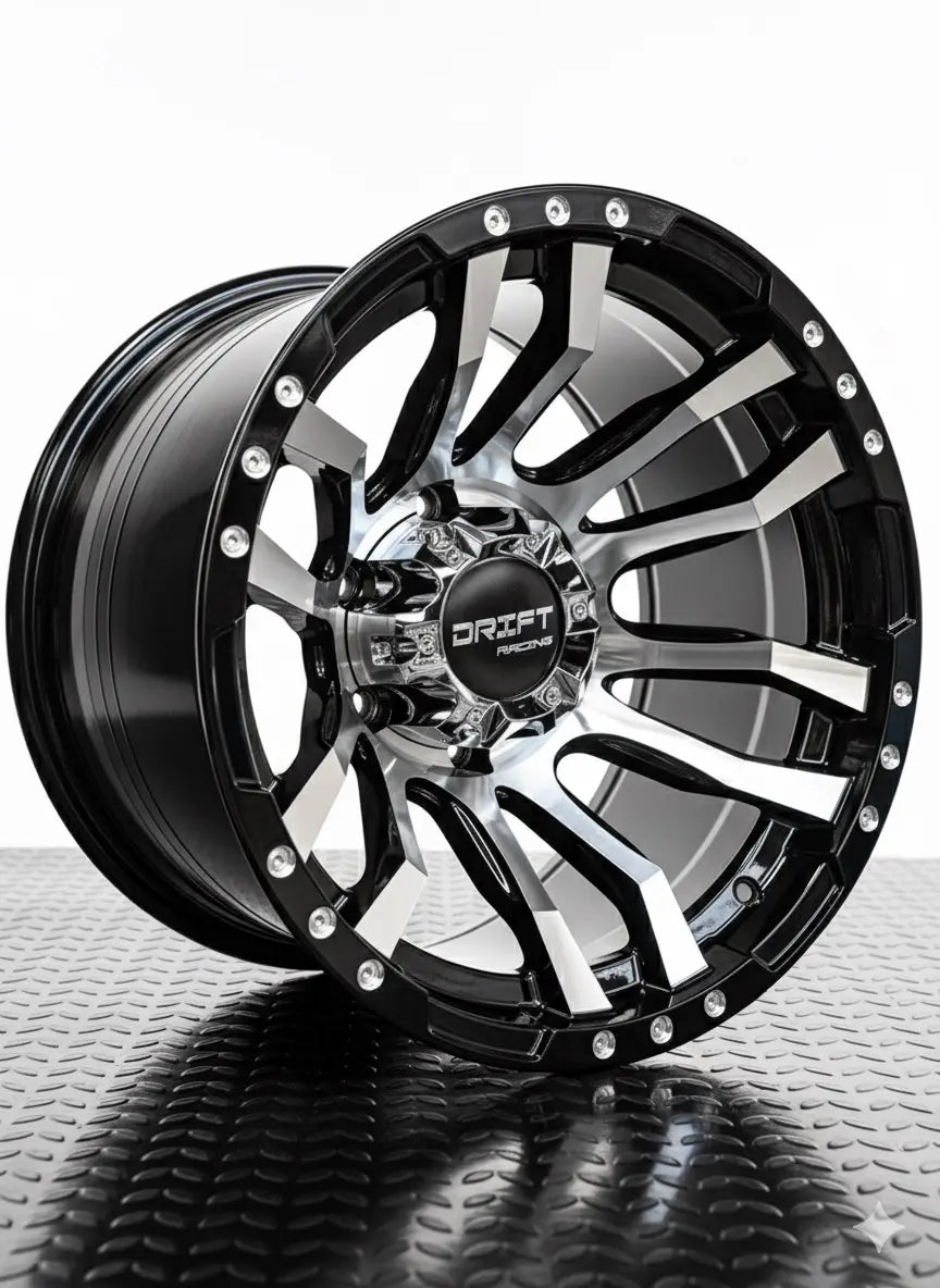 4 Llanta 16x10 6x139.7 ET -44 Negro Gloss + Cromado Drift R