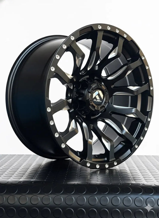 4 Llantas 17x9 6x139.7 Et -12 Fuel Negro-Mecanizado