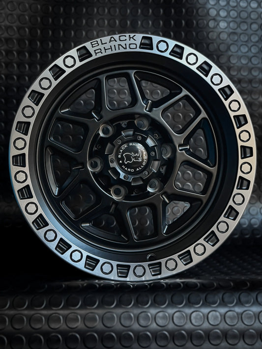 4 Llantas 17x9 6x139.7 BlackRhino ET 0 Negro mate borde Cromado