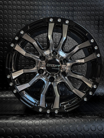 4 Llanta 16x10 6x139.7 ET -44 Negro Gloss + Cromado Drift R