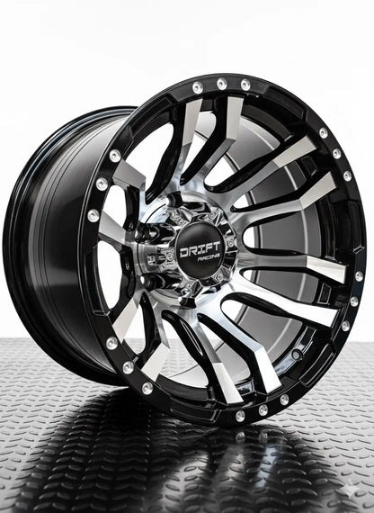 4 Llanta 16x10 6x139.7 ET -44 Negro Gloss + Cromado Drift R