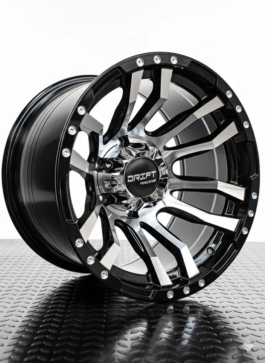4 Llanta 16x10 6x139.7 ET -44 Negro Gloss + Cromado Drift R
