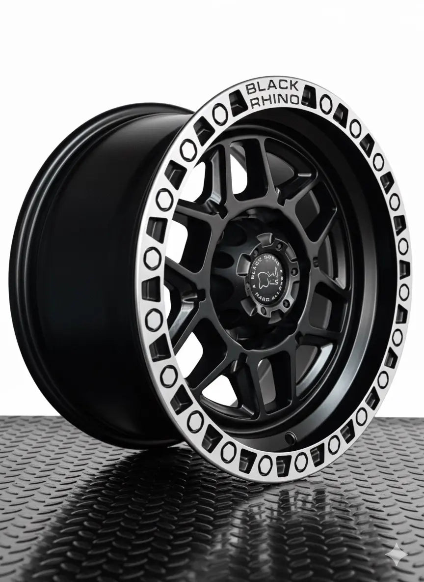 4 Llantas 17x9 6x139.7 BlackRhino ET 0 Negro mate borde Cromado