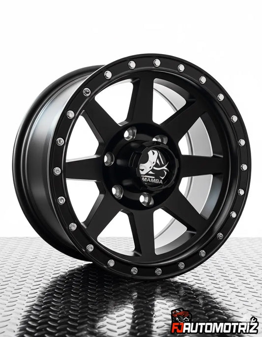 4 LLANTAS 16X8 6X139.7 ET 0 MAMBA NEGRO MATE