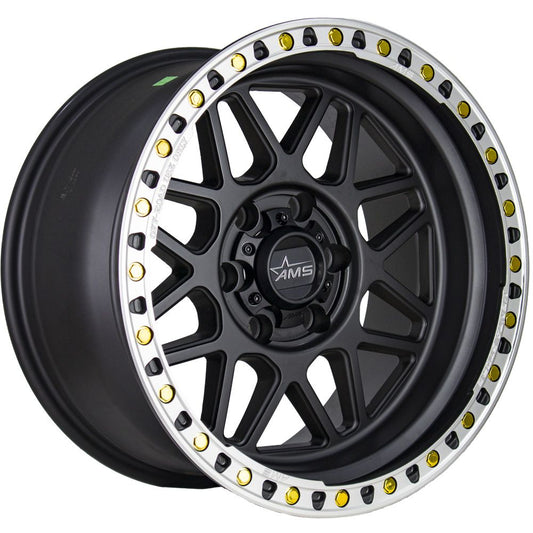 4 Llantas AMS 17x9 6x139.7 ET‑15 Negro Mate