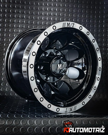 4 llantas 15x10 6x139.7 ET -44  M/T Negro Gloss