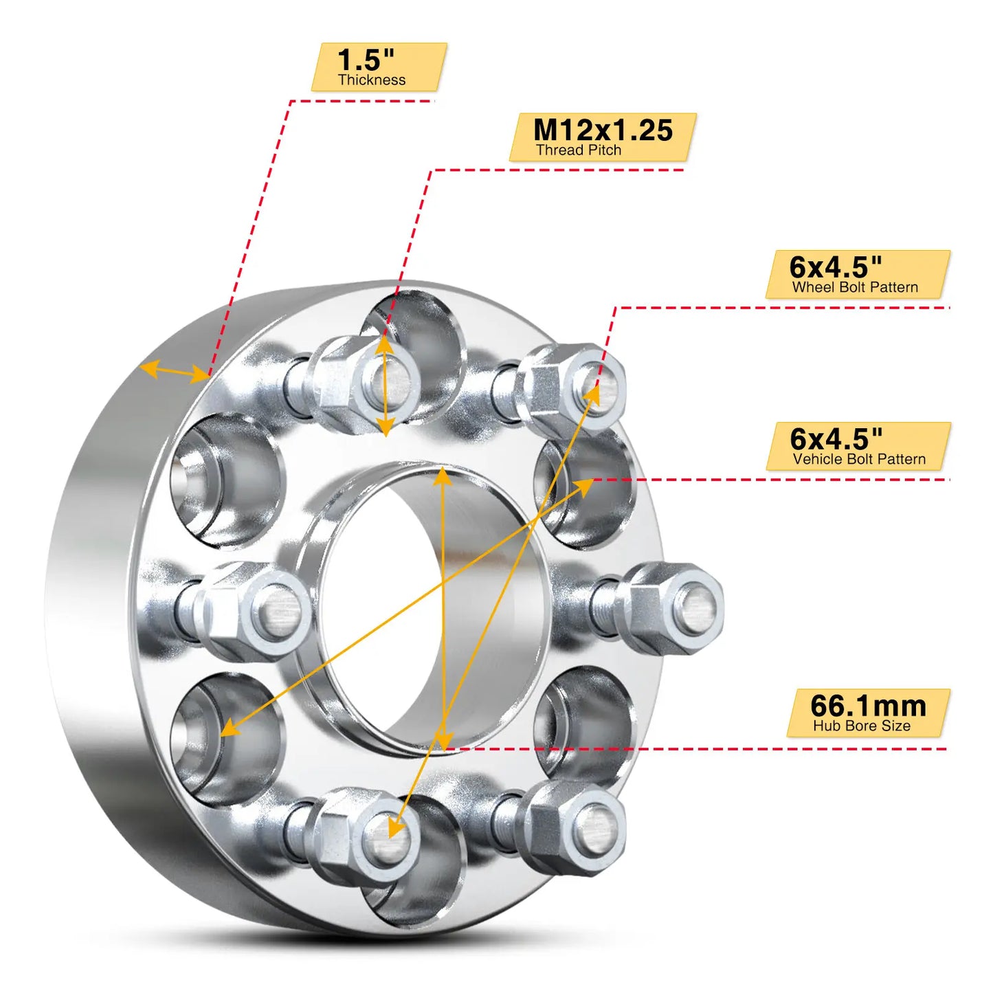 DESPLAZADOR 5X114.3 CON CENTRADOR 67.1 mm  1.5 PULGADAS. ( 4 UNIDADES )